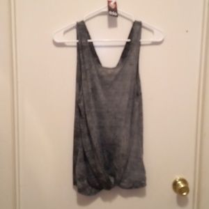 Silva Sleeveless Faux Velvet Look Gathered Waist Front Grey Top - Size XL
